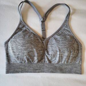 Yogalicious Sports Bra Gray Heathered Adjustable Racerback Strap Size M